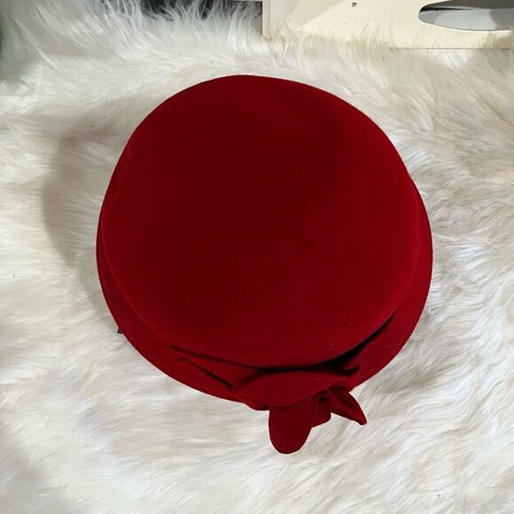 NEW Charter Club Wool Gatsby Cloche Bucket 1920’s Rose Winter Hat Red OS NWT main image 6